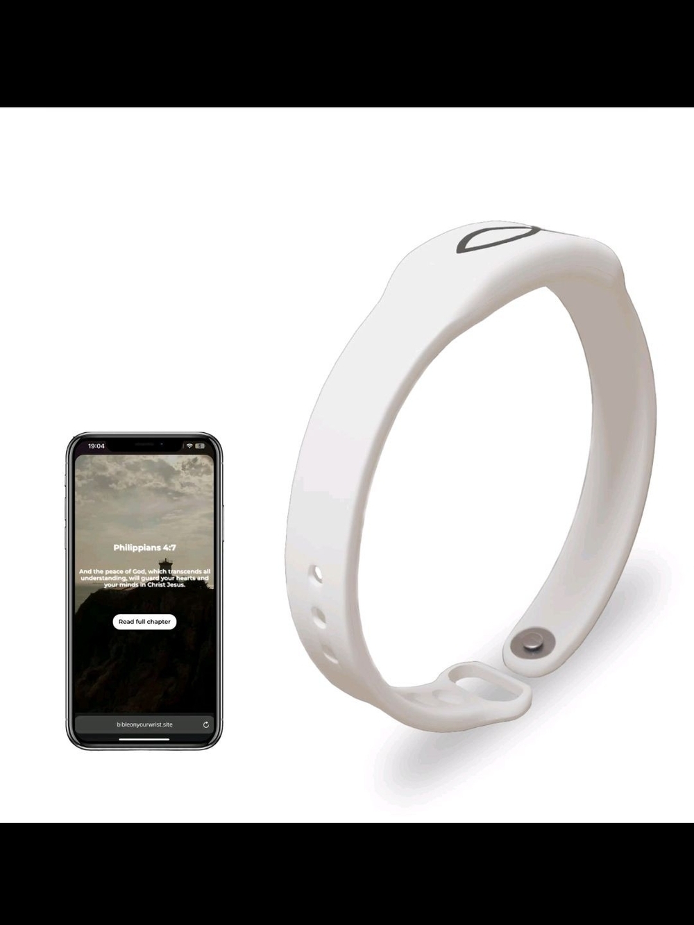 White Silicone Faith Wristband with Ichthys Fish Symbol - Picture 3 of 8